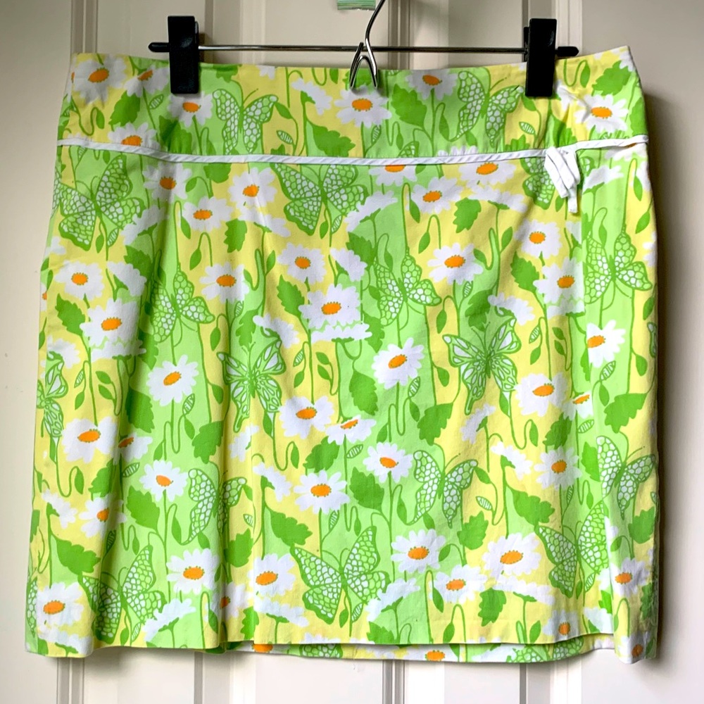 Lilly Pulitzer skirt yellow green white 10